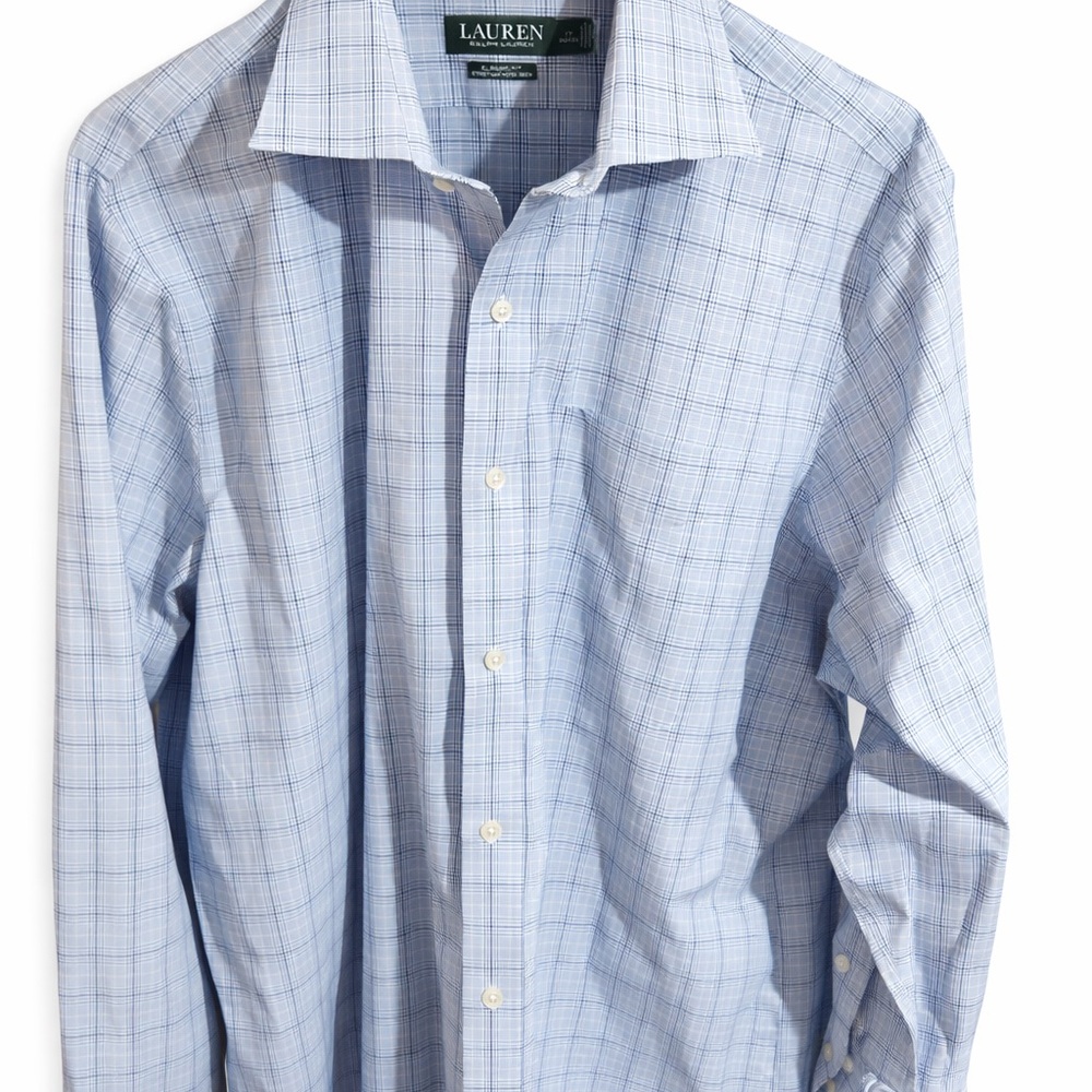 Lauren Ralph Lauren Blue Windowpane Plaid Dress Shirt